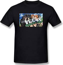LKSS Girls und Panzer 3D Print Short Sleeve Fashion T Shirt for Men 100% Cotton Black Black T-Shirts & Hemden(Large) von stepmother