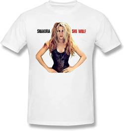 LKSS Shakira T Shirt 2021 Summer New Classic-Fit Short Sleeves Novelty Cotton Shirt Mens White T-Shirts & Hemden(Medium) von stepmother