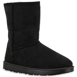 Bequeme Damen Schlupfstiefel Winter Boots Stiefel Gefüttert Schuhe 131594 Schwarz Amares 40 Flandell von stiefelparadies