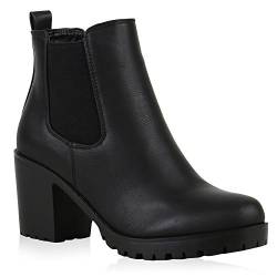 Damen Stiefeletten Chelsea Boots Profilsohle Schuhe 122262 Schwarz Brito 41 Flandell von stiefelparadies