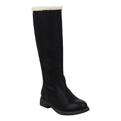 Gefütterte Damen Winterstiefel Schnallen Profilsohle Stiefel 152496 Schwarz Agueda 38 Flandell von stiefelparadies