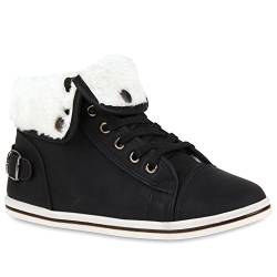 Stiefelparadies Sneakers High Damen Warm Gefüttert Winter Turn Schnallen Schuhe 112831 Schwarz Gefüttert 39 Flandell von stiefelparadies