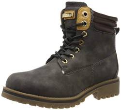 Warm Gefütterte Stiefeletten Damen Worker BootsOutdoor Winterstiefel Schnür Wildleder-Optik Schuhe 125748 Grau 38 Flandell von stiefelparadies