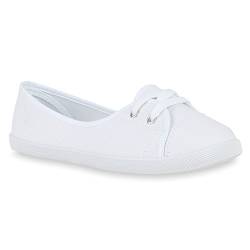 stiefelparadies Klassische Damen Ballerinas Sportliche Stoff Slipper Flats Sneakers Slip-ons viele Farben Schuhe 49747 Weiss 36 Flandell von stiefelparadies