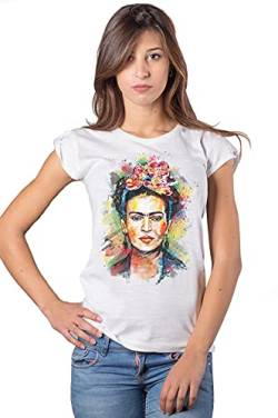 Kahlo Frida Moda Urban Slub Lady für Damen, 100 % Baumwolle, geflammt, BS, Regular, Stilizzato Kahlo 18-20-35, Stilizzato Kahlo 18-20-35 X-Small von street style