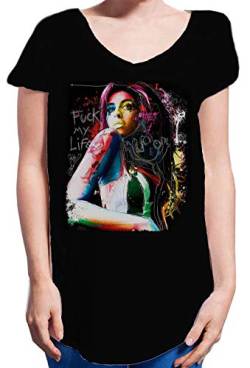 street style Amy Winehouse Art. Color 18-20-25 Urban Slub Lady Damen 100% Baumwolle geflammt, T-Shirt, Amy Winehouse Art. Color 18-20-25, Amy Winehouse Art. Color 18-20-25 S-M von street style