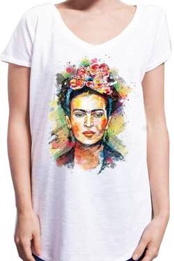 Frida Kahlo Urban Slub Lady für Damen, 100 % Baumwolle, Modell: TSULSLB, Weiß, S-M von street