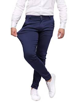 Chino Hose Herren Slim Fit Power Stretch. Business Herrenhose Classic Style. Anzughose Stretch - Dunkelblau. Größe: 50 von strongAnt