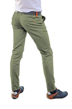 Chino Hose Herren Slim Fit Power Stretch. Business Herrenhose Classic Style. Anzughose Stretch - Olive-Khaki. Größe: 46 von strongAnt