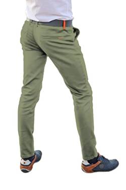 Chino Hose Herren Slim Fit Power Stretch. Business Herrenhose Classic Style. Anzughose Stretch - Olive-Khaki. Größe: 50 von strongAnt