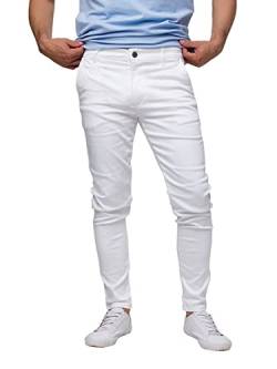 Chino Hose Herren Slim Fit Power Stretch. Business Herrenhose Classic Style. Anzughose Stretch - Weiß. Größe: 42 von strongAnt