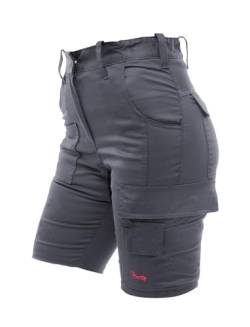 strongAnt Damen Arbeitsshorts Stretch Kurze Arbeitshose mit Cargo Taschen für Frauen Outdoor - Farbe: Grau. Größe: 36 von strongAnt