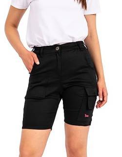 strongAnt Damen Cargo Shorts Powerstretch, leicht Sommer Kurze Arbeit Outdoor Slim Fit Hose - Farbe: Schwarz. Größe: 32 von strongAnt