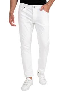strongAnt Herren 5-Pocket-Chino Hose aus Stretch-Baumwolle, Sportlich Geschnitten Classic Style - Weiß, Größe: 29 von strongAnt