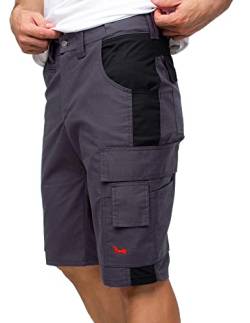 strongAnt Herren Arbeitshose Kurz Ripstop - professionelle Männer Cargo Arbeitsshorts - Herrenhose Kurz Sommer - Grau-Schwarz, Größe: 48 von strongAnt