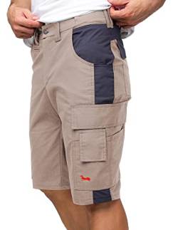 strongAnt Herren Arbeitshose Kurz Ripstop - professionelle Männer Cargo Arbeitsshorts - Herrenhose Kurz Sommer - Khaki-Grau, Größe: 48 von strongAnt