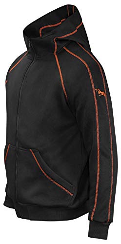 strongAnt Hoodie mit Reißverschluss für Herren warme Fleece Jacke mit Kapuze - L Schwarz Orange von strongAnt