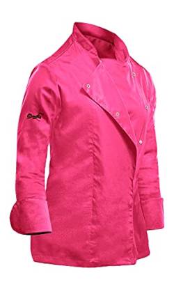 strongAnt Kochjacke Damen Langarm Stretch mit Druckknöpfen Kochuniform - Pink. Größe: 2XL von strongAnt