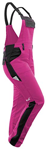 strongAnt Latzhose Damen powerStretch Arbeitshose für Frauen mit Kniepolstertaschen - Pink-Schwarz, Größe 32 von strongAnt