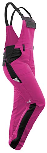 strongAnt Latzhose Damen powerStretch Arbeitshose für Frauen mit Kniepolstertaschen - Pink-Schwarz, Größe 48 von strongAnt