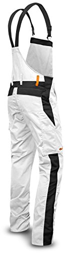 strongAnt Maler Latzhose Herren powerStretch Arbeitshose mit Kniepolstertaschen - Weiß-Schwarz Gr. 62 von strongAnt