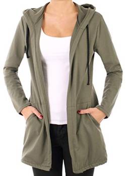 stylx Damen Uni Cardigan Größe 34-50 Uni Farben Basic Strick Strickjacke Bolero Mantel Jacke Sweatjacke (Khaki, 38-40) von styl