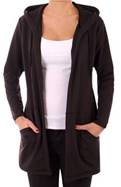 stylx Damen Uni Cardigan Größe 34-50 Uni Farben Basic Strick Strickjacke Bolero Mantel Jacke Sweatjacke (schwarz, 42-44) von styl