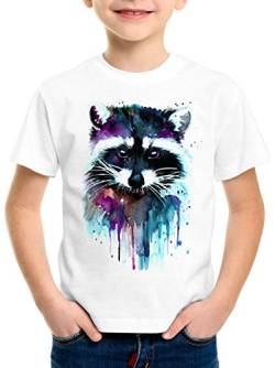 style3 Aquarell Waschbär T-Shirt für Kinder Raccoon Zoo, Größe:164 von style3
