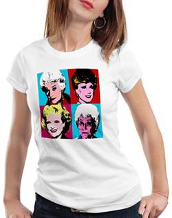 style3 Color Girls Damen T-Shirt golden Florida Sitcom Warhol, Farbe:Weiß, Größe:XXL von style3