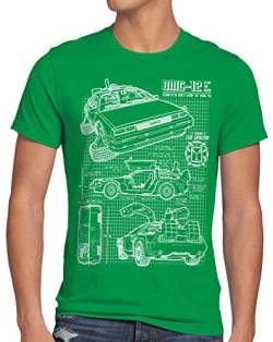 style3 DMC-12 Blaupause T-Shirt Herren Zeitreise 80er McFly Blueprint Auto Car, Größe:S, Farbe:Grün von style3