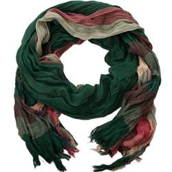 style3 Damen Schal eleganter Crinkle Schal mit Streifen-Muster in verschiedenen Farben One size, SCHAL Farbe:Grün von style3