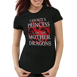 style3 Drachenmutter Damen T-Shirt Mother of Dragons Khaleesi, Farbe:Schwarz, Größe:M von style3
