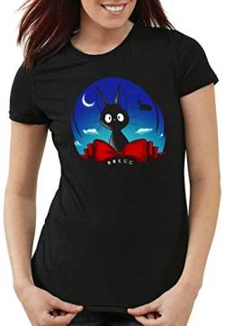 style3 Katze Jiji Damen T-Shirt Kikis Kleiner lieferservice Hexe Besen, Größe:M von style3