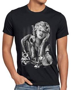 style3 Marilyn Tattoo Heartbreaker Herren T-Shirt Rock Monroe tätowiert Biker usa, Größe:S, Farbe:Schwarz von style3