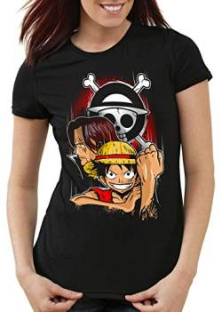 style3 Monkey D. Ruffy Damen T-Shirt Strohhut Bande Anime Manga, Größe:M von style3