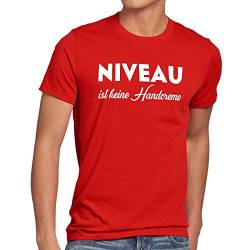 style3 Niveau ist Keine Handcreme Herren T-Shirt Creme Funshirt Spruch, Größe:M;Farbe:Rot von style3