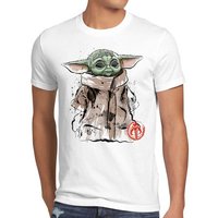 style3 Print-Shirt Herren T-Shirt Dagobah Baby yoda mando tv serie von style3