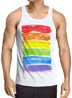 style3 Regenbogenflagge Herren Tank Top Pride CSD LGBT-Q Liebe toleranz, Größe:M von style3