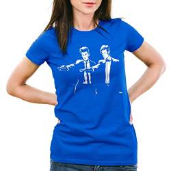 style3 Timelord Fiction T-Shirt Damen zeitreise Serie Polizei notrufzelle Tarantino Pulp, Farbe:Blau, Größe:S von style3