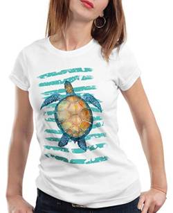 style3 Turtle Power Damen T-Shirt schildkröte Strand Urlaub, Größe:M von style3