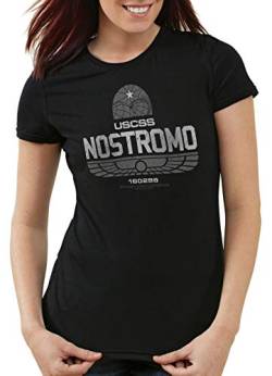 style3 USCSS Nostromo 180286 Damen T-Shirt Alien Xenomorph, Farbe:Schwarz, Größe:XL von style3