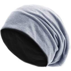 style3 Wende Slouch Beanie 2-farbig aus atmungsaktivem, feinem Jersey Unisex Mütze Haube Einheitsgröße, Farbe:Hellgrau-Schwarz von style3