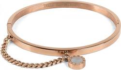 styleBREAKER Armreif aus Edelstahl mit Kette und rundem Anhänger mit Schmuckstein, Clipverschluss, Schmuck, Damen 05040083, Farbe:Rosegold von styleBREAKER