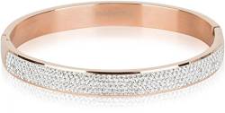 styleBREAKER Armreif aus Edelstahl mit Strasssteinen, Clipverschluss Armband, Schmuck, Damen 05040101, Farbe:Rosegold von styleBREAKER