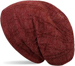 styleBREAKER Beanie Mütze mit Lochstrick Muster, Vintage Slouch Longbeanie, Unisex 04024095, Farbe:Bordeaux-Rot von styleBREAKER