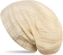 styleBREAKER Beanie Mütze mit Lochstrick Muster, Vintage Slouch Longbeanie, Unisex 04024095, Farbe:Creme-Beige von styleBREAKER