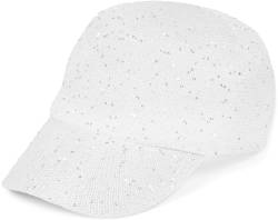 styleBREAKER Damen Baseball Cap Einfarbig Gewebt mit Pailletten, Luftiges Sommer Basecap, Metallschnalle verstellbar 04023094, Farbe:Weiß von styleBREAKER