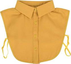 styleBREAKER Damen Blusenkragen Einsatz mit Knopfleiste Unifarben, Kragen für Blusen und Pullover 08020004, Farbe:Curry von styleBREAKER