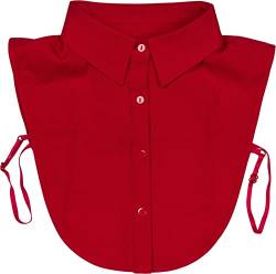 styleBREAKER Damen Blusenkragen Einsatz mit Knopfleiste Unifarben, Kragen für Blusen und Pullover 08020004, Farbe:Rot von styleBREAKER
