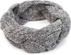 styleBREAKER Damen Chenille Strick Stirnband geflochten, warmes Winter Haarband, Headband 04026032, Farbe:Hellgrau von styleBREAKER